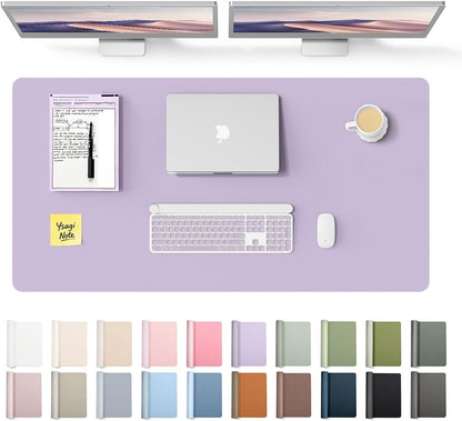 YSAGi Leather Desk Protector, Office Mat, Large Mouse Mat, Non-Slip PU Leather Blotter, Laptop Pad, Waterproof Writing Pad for Office and Home (Light Pink, 23.6" x 13.8") - Colors A