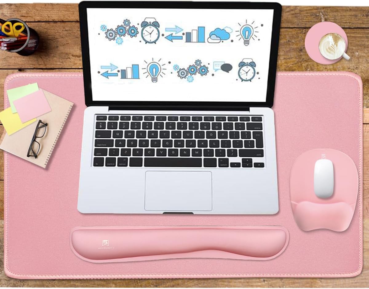 Memory Foam Set Wrist Rest Pad & Mouse Wrist Rest Support,Ergonomic Design for Office,Home,Laptop,Desktop Computer,Gaming Keyboard - Pink