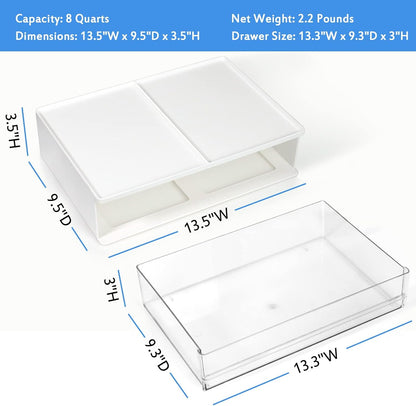 Harhana Printer Paper Holder Desk Organizer with Drawer, Stackable Desktop Storage Drawers 13.5 inch Wide - Pearl White (1 PCS)