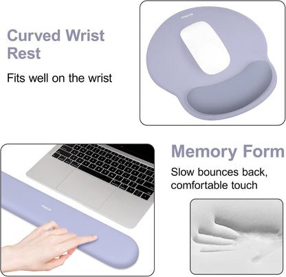 MOSISO Wrist Rest for Keyboard Mouse Pad Set, Large Gaming Deskpad&Circle Curved Mousepad&Keyboard Wrist Rest&Coaster, Ergonomic Non-Slip Mousepad&Easy Typing Pad with Silicone Lining, Apricot