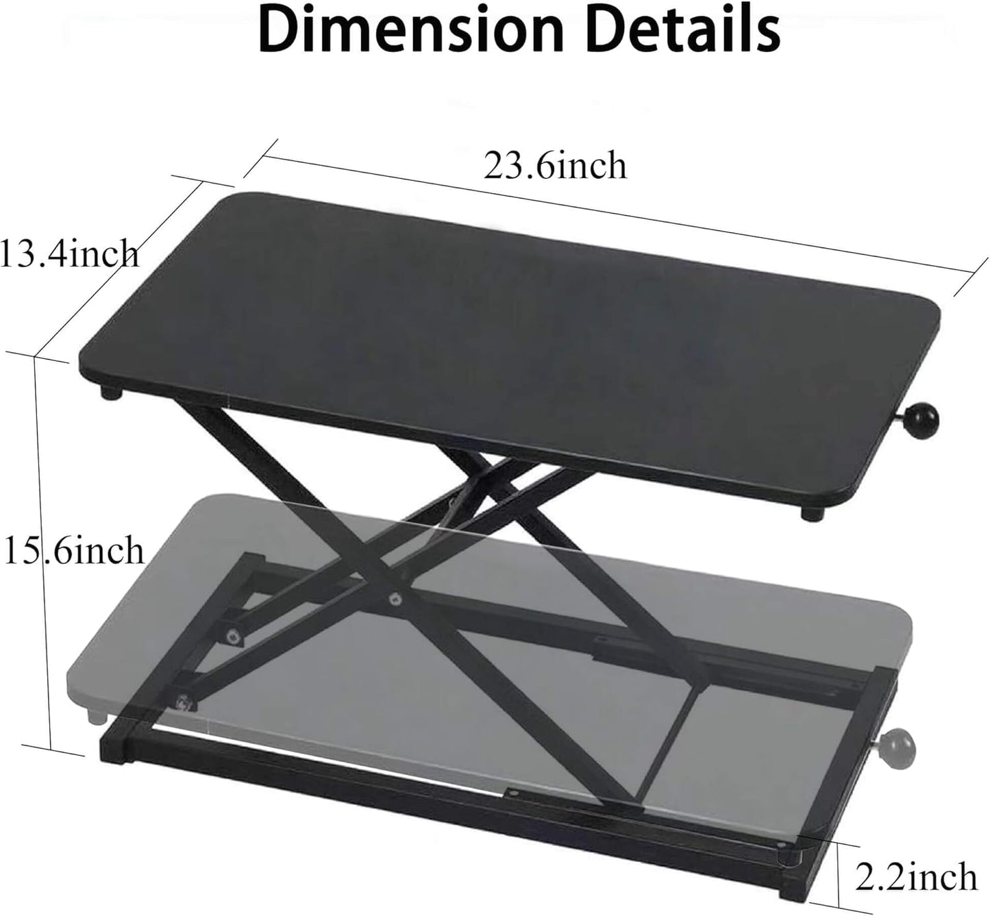Height Adjustable Standing Desk Converter, Computer Keyboard Stand for Desktop, Keyboard Riser for Stand Up Desk Riser, Ergonomic Sit Stand Workstations for Home Office