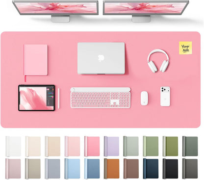 YSAGi Leather Desk Protector, Office Mat, Large Mouse Mat, Non-Slip PU Leather Blotter, Laptop Pad, Waterproof Writing Pad for Office and Home (Light Pink, 23.6" x 13.8") - Colors B