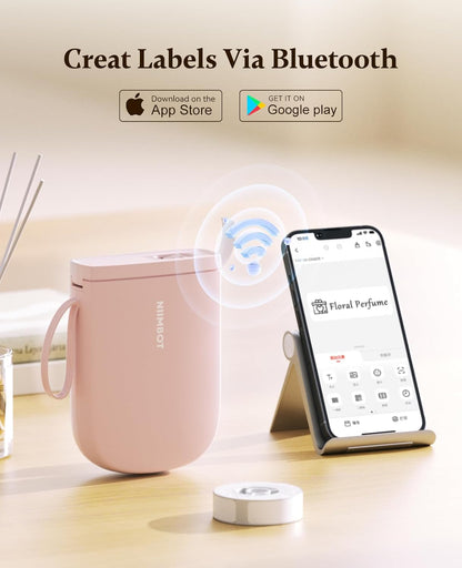 NIIMBOT 300 DPI D11 Label Maker Machine with 1 Tape, Mini Portable Label Printer, Bluetooth Thermal Label Printer Sticker Labeler for Office Home Kitchen School Organization, White