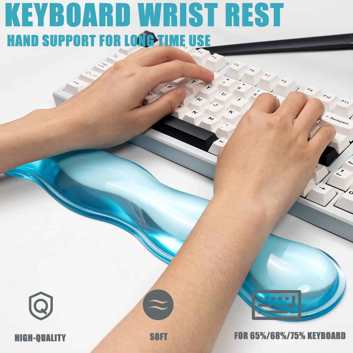 Clear Gel Wrist Rest for Keyboard and Mouse, Green Silicone Mouse Wrist Rest Set, Cute Ergonomic Wrist Rest for Keyboard 60%/75%(Green)