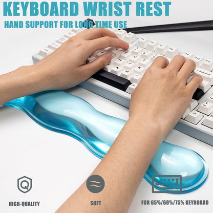 Clear Gel Wrist Rest for Keyboard and Mouse, Green Silicone Mouse Wrist Rest Set, Cute Ergonomic Wrist Rest for Keyboard 60%/75%(Green)