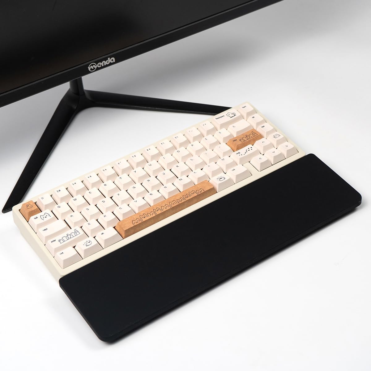 Ergonomic 75% Keyboard Wrist Rest-12.8" Silicone Non-Slip Keyboard Hand Rest, Relief of Hand Pain(White)