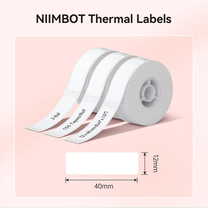 NIIMBOT White Cable Label Maker Tape for D11/D110/D101 Label Maker, 12.5 x 109 mm (0.49'' x 4.29''), 3 Rolls, Thermal Label for Home Office Labeling Tape Replacement