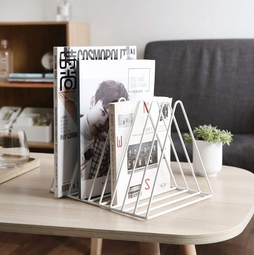Sooyee 9 Slot Rose Gold Magazine Holder,Desktop File Sorter Organizer Triangle Bookshelf Decor Home Office