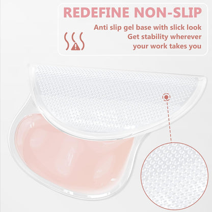 AKIT Ergonomic Mouse Pad with Wrist Rest& Keyboard Wrist Rest, Wrist Rest for Computer Keyboard, Pain Relief, Non-Slip Gel Base, Mousepad Wrist Support for Gaming, Office, Waterdrop Shaped Pink