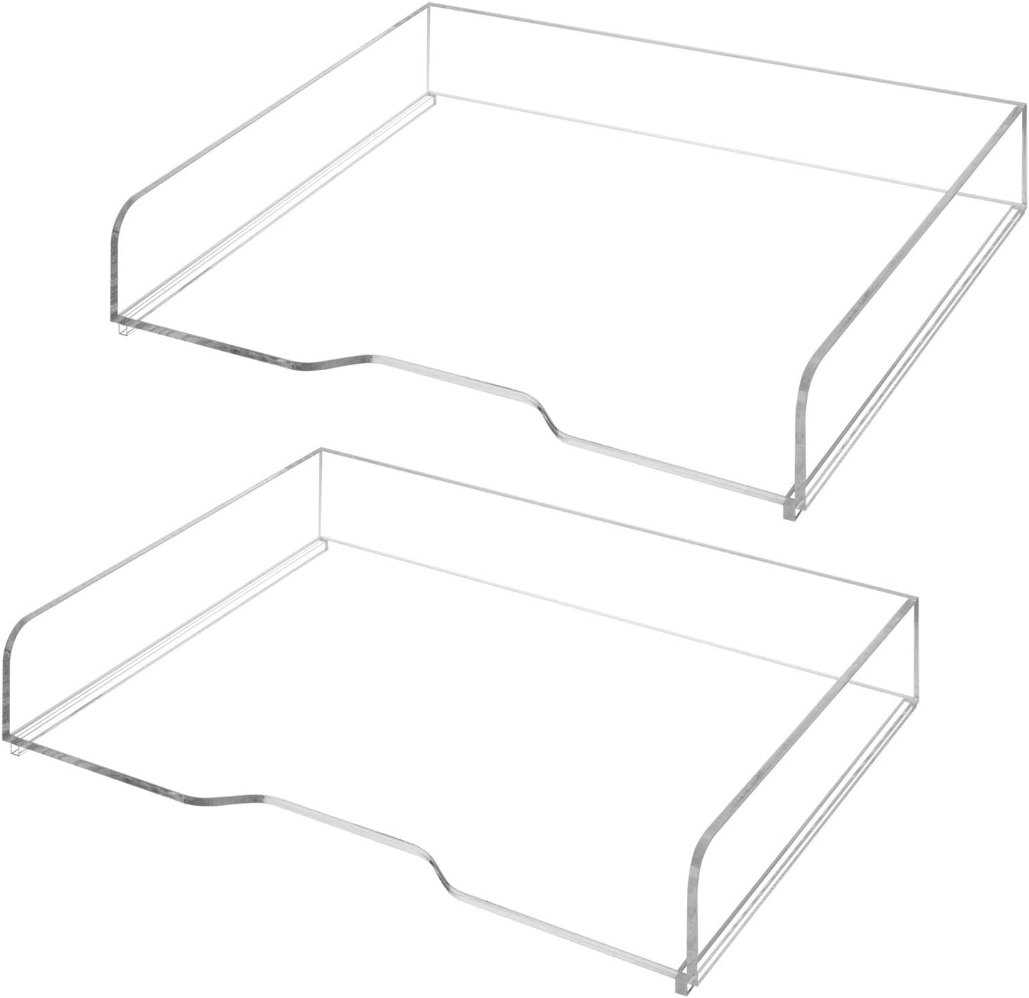 MyGift Premium Clear Acrylic Stackable Office Desk Paper Tray Document Letter Sorter, Desktop File Folder Mail Stationery Storage Organizer Stacking Rack, Set of 2