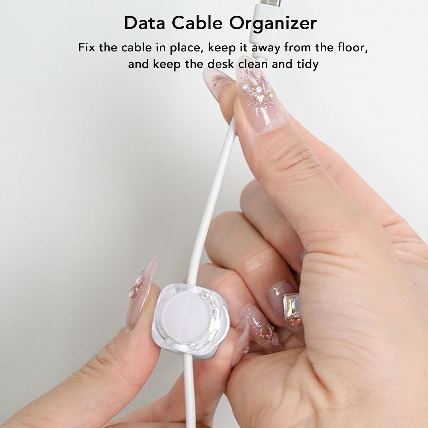 6 Pcs Magnetic Cable Organizer, Desk Cable Keeper Cord Clip Holder with Traceless Tape Magnetic Clip Design 7.5mm Cable Slot (White)