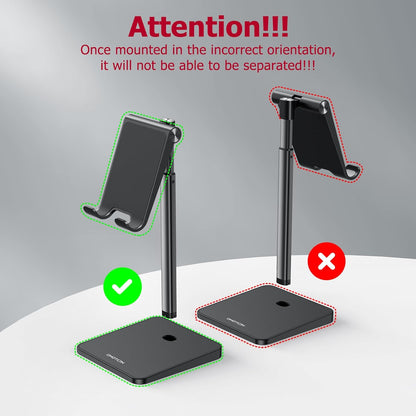 OMOTON Cell Phone Stand, Adjustable Angle Height Desk Phone Dock Holder for iPhone Air 17 Pro Max/Plus/XS/XR, Samsung Galaxy S20 / S10 / S9 / S8 and Other Phones (3.5-7.0-Inch)