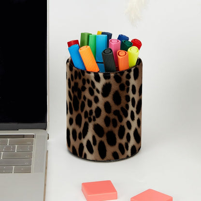 Leather Pen Holder for Desk, Love Cherry Pencil Organizer Pencil Cup Desk Decor Makeup Brush Holder Multifunctional Office Supplies for Home,Office, School