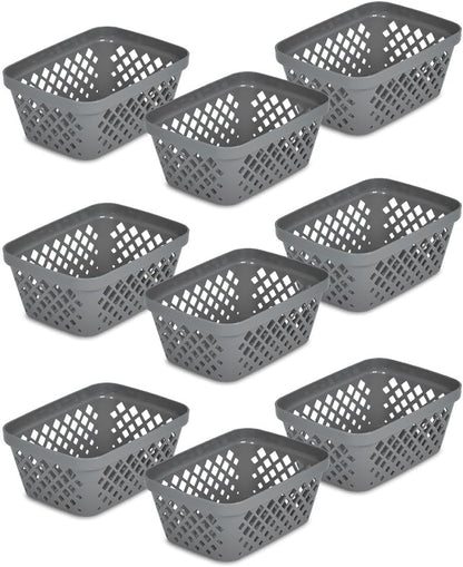 Glad Plastic Storage Basket Set - Multipurpose Drawer Trays, Kitchen Pantry Containers, and Bathroom Bins - 6 Pack Medium Organizers, Grey