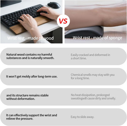 Walnut Wooden Wrist Rest for Mechanical Keyboard, Ergonomic Design for Wrist Pain Relief, Smooth No Odor and Easy to Clean, Support Wrist to Coding Typing and Playing (for 104 Key)