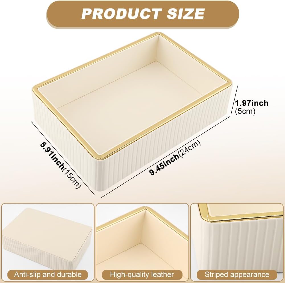 PU Leather Valet Tray,Desk Organizer Tray Nightstand Organizer Trinket Dish Storage Key Bowl Decorative Trays for Phone Wallet Jewelry Watch,Bathroom Bedroom Perfume Vanity Trays