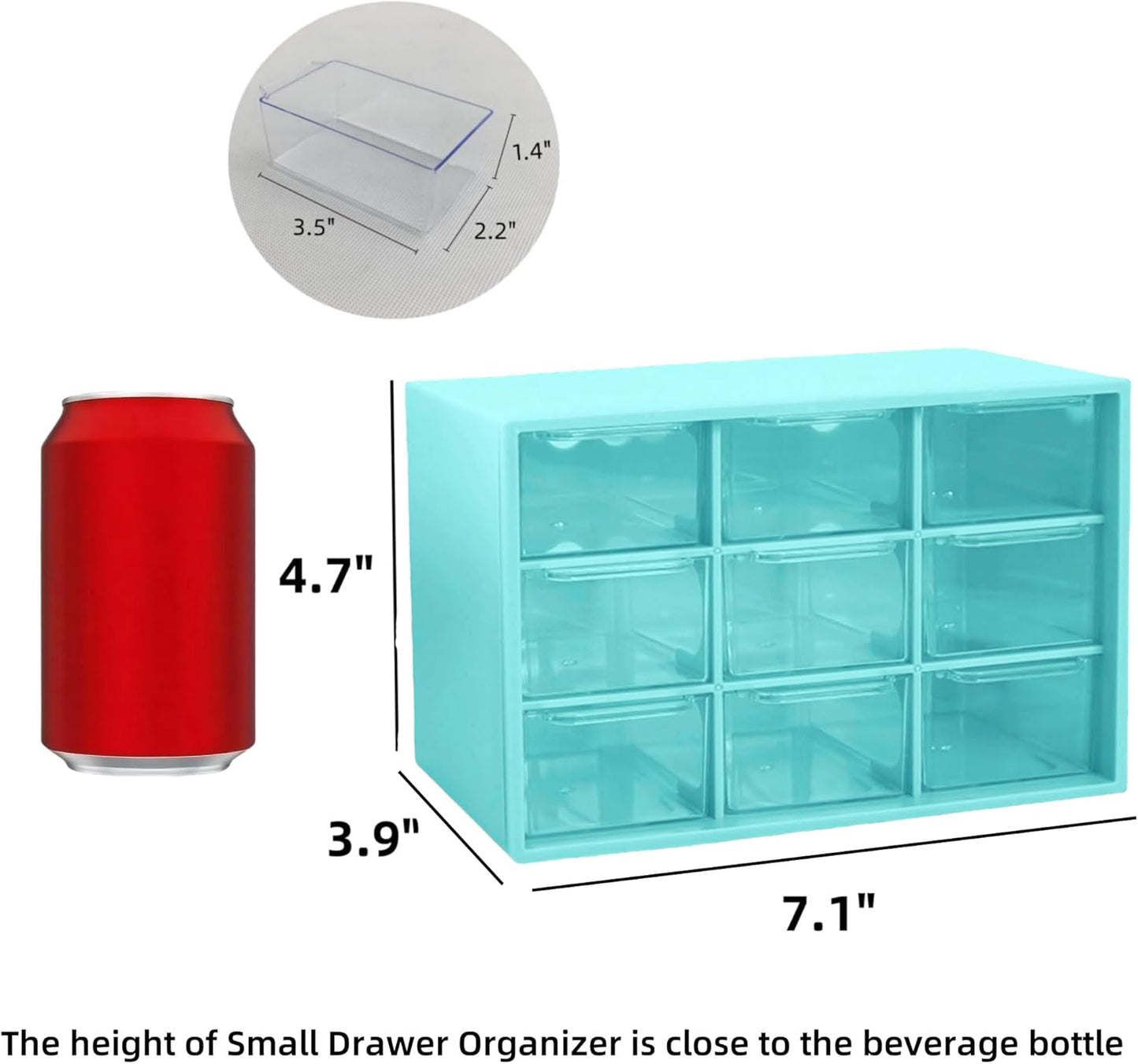 Feadily 4PCS Small Drawer Organizer for Desk, Desktop Drawer Organizer with 9 Clear Drawers, Plastic Desktop Storage Drawers 7.1 Inch x 3 .9 Inch x 4.7 Inch, White