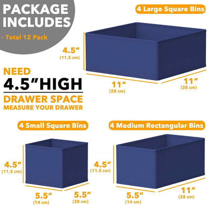 SpaceAid Drawer Organizer for Clothes, 18 Pack Dresser Drawer Organizer Bins, Closet Organizers and Storage Dividers for Clothing, Underwears, Socks (Beige)