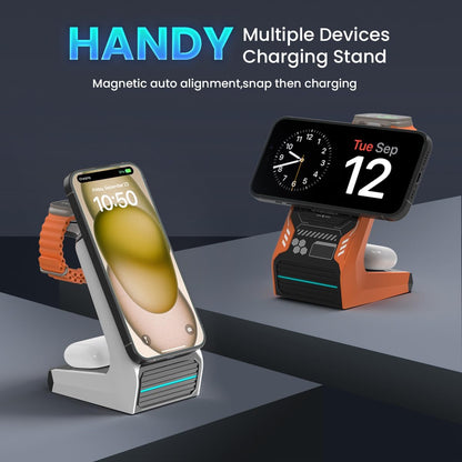 Charging Station for iPhone and Apple Watch: 3 in 1 Wireless Phone Charger Stand for iPhone 17 16 15 14 13 12 11 Pro Max & AirPods, Bedside Nightstand Docking