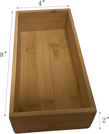 Bamboo Drawer Organizer - Kitchen Drawer Utensil Organizer Office Supplies Desk Organizer Makeup Silverware Tray Flatware Organization 12"*4"*2"