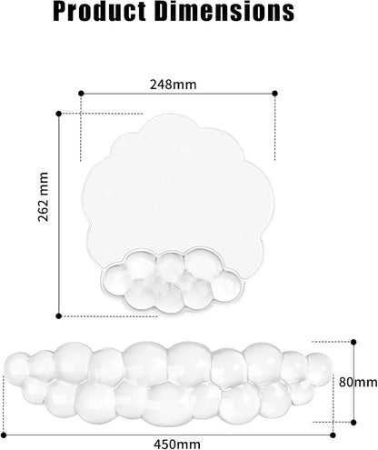 Mouse Pad with Wrist Rest, Soft Cloud Gel Keyboard Mouse Pad Set with Hand Wrist Support, Cute Non Slip Office Desk Accessories for Comfort/Pain Relief/PC Gaming/Computer/Laptop, (Clear Cloud)