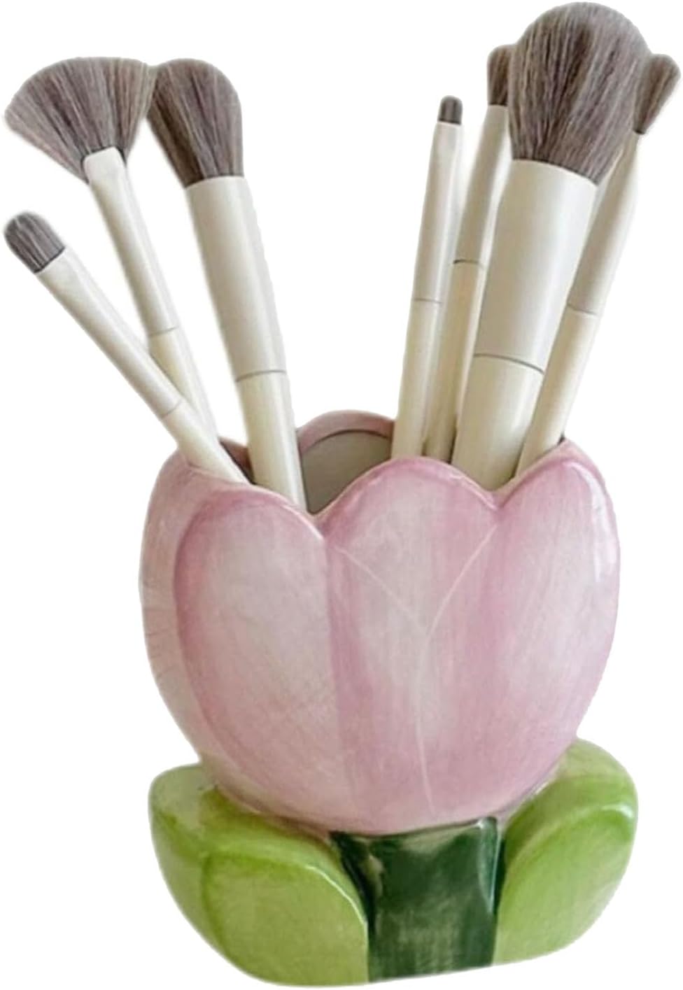 1 PC Flower Makeup Storage Box Ceramic Blossom Five Petals Pen Holder Pen Holder Desktop Storage Box (Blue)