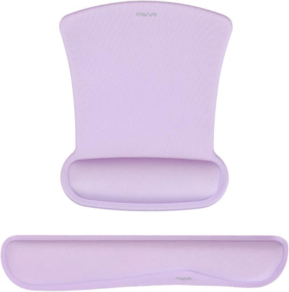 MOSISO Wrist Rest Support for Mouse Pad & Keyboard Set, Ergonomic Mousepad Non-Slip Base Home/Office Pain Relief & Easy Typing Cushion with Neoprene Cloth & Raised Memory Foam, Apricot