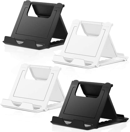 COOLOO Cell Phone Stand 4 Pack, Tablet Stand Multi-Angle, Universal Phone Stand for Desk,Compatible Phone 13 12 Pro Plus All Android Smartphones,(Black)