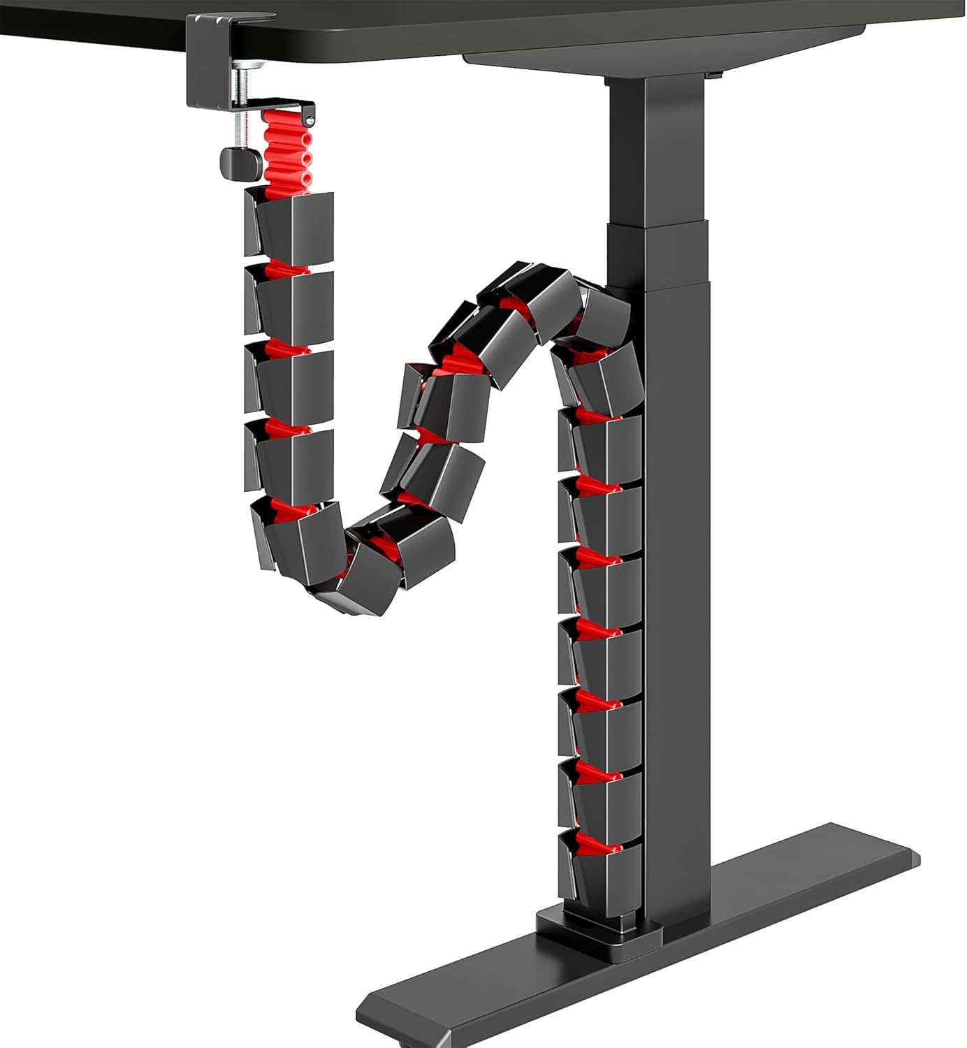 ARES WING Under Desk Cable Management Spine, Magnetic Vertebrae Cable Management for Standing Desk, Length Adjustable Cord Organizer with 20 Modular Vertebrae for Office and Gaming Desks, Red