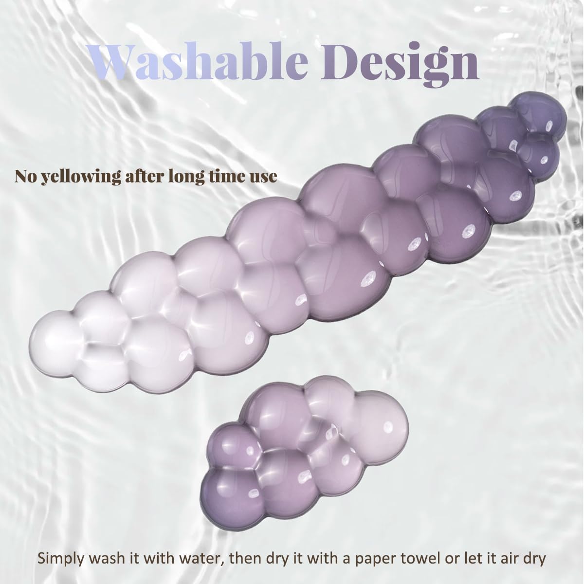 Gel Keyboard Wrist Rest Cloud Set, Clear Ergonomic Wrist Support and Arm Support Keyboard Rest for Typing Pain Relief, with Non-Slip Soft Washable Wrist Rest(Pink Blue)