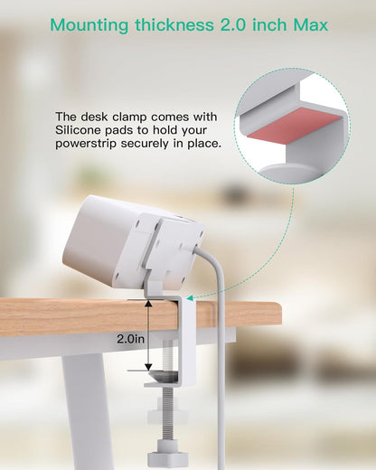 PD30W Desk Clamp Power Strip, Desktop Mount Surge Protector, Fast Charging Station, 5Ft Extension Cord Desk Edge Mount Shelf with 4 Outlets 4 USB Ports (2 USB C), Home Office Accessories Essentials