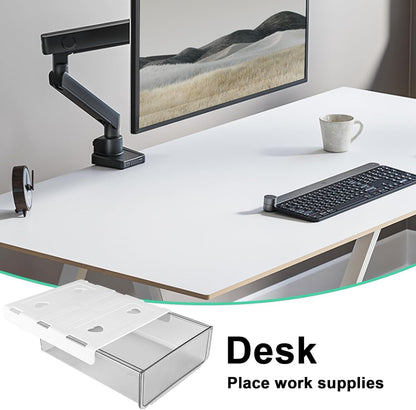 Self-adhesive Under Desk Drawer Organizer, Table Hidden Slide Out Large Storage Mounted Desktop Pencil Holder Tray Drawers for Office Home School Stationery Kitchen (Black)