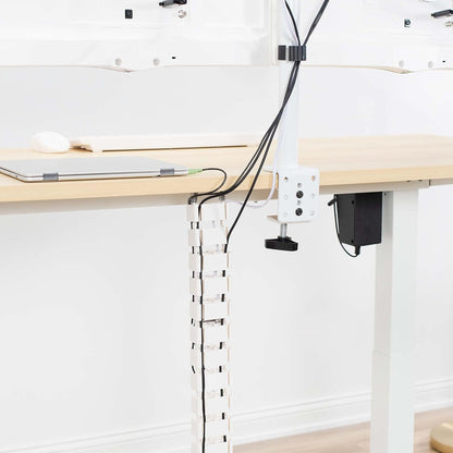 VIVO Under Desk Vertebrae Cable Management Kit, Adjustable Quad Entry Flexible Cord Organizer for Home Office, Black, DESK-AC01C