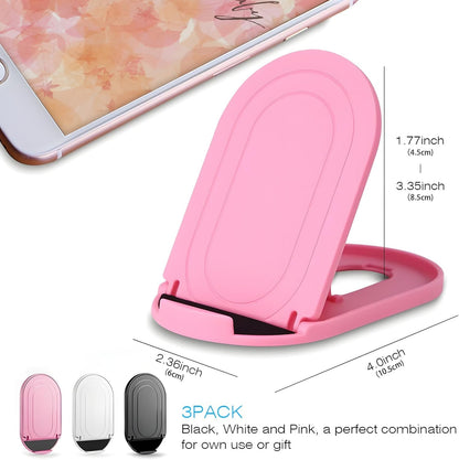 [3-Pack] Cell Phone Stand for Desk, Portable Foldable iPhone Stand Holder Stand, Adjustable Multi-Angle Desktop Cradle for New iPhone 17 16 15 14 Pro Max, Tablet, Travel Airplane Essentials, FaceTime
