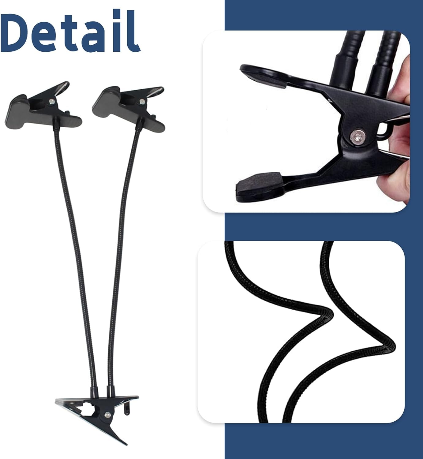 Book Stand for Reading, Recipe Book Holder with Flexible Hose and 2 Metal Clamp, Height Adjustable Book Holder for Desk Bendable Cooking Bookstand for Textbook, Music Books, Tablet, pad