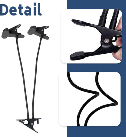 Book Stand for Reading, Recipe Book Holder with Flexible Hose and 2 Metal Clamp, Height Adjustable Book Holder for Desk Bendable Cooking Bookstand for Textbook, Music Books, Tablet, pad