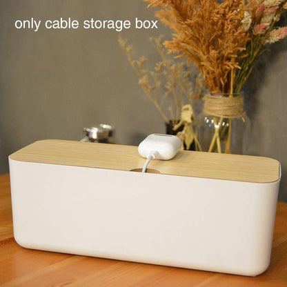 Cable Management Box - Wooden Style Large Cord Organizer Box to Hide Wires & Power Strips | Desk Computer Cable Organizer Box | Safe ABS Materia for Home & Office (Black)