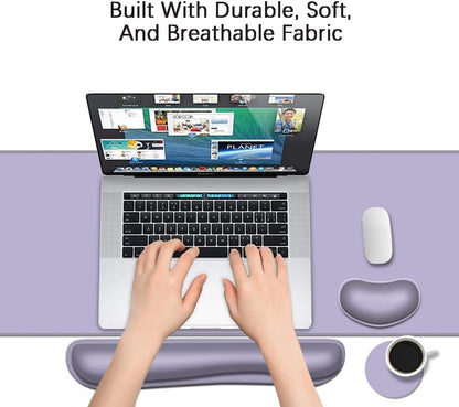 MIBITRI Keyboard Mouse Pad Set, Extended Gaming Mouse Pad+Ergonomics Keyboard Wrist Rest Support, Memory Foam, Easy Typing Pain Relief, 4Pcs XXL Ultra Thick Desk Mat, Enchanted Bookshelf