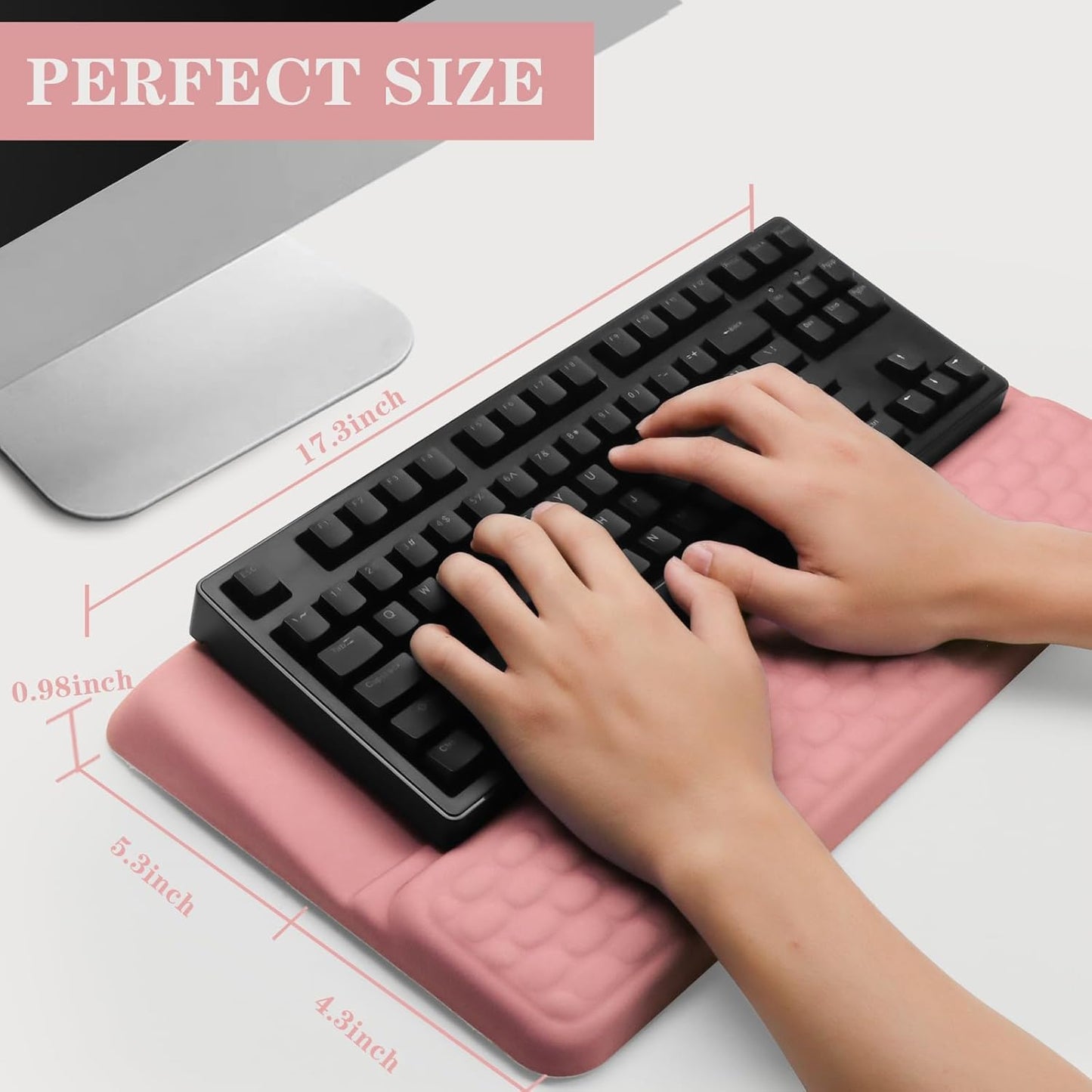 Computer Keyboard Stand Pad with Wrist Rest, Ergonomic Comfy Tilted Keyboard Stand Riser Holder Pad for Office Home (Black)