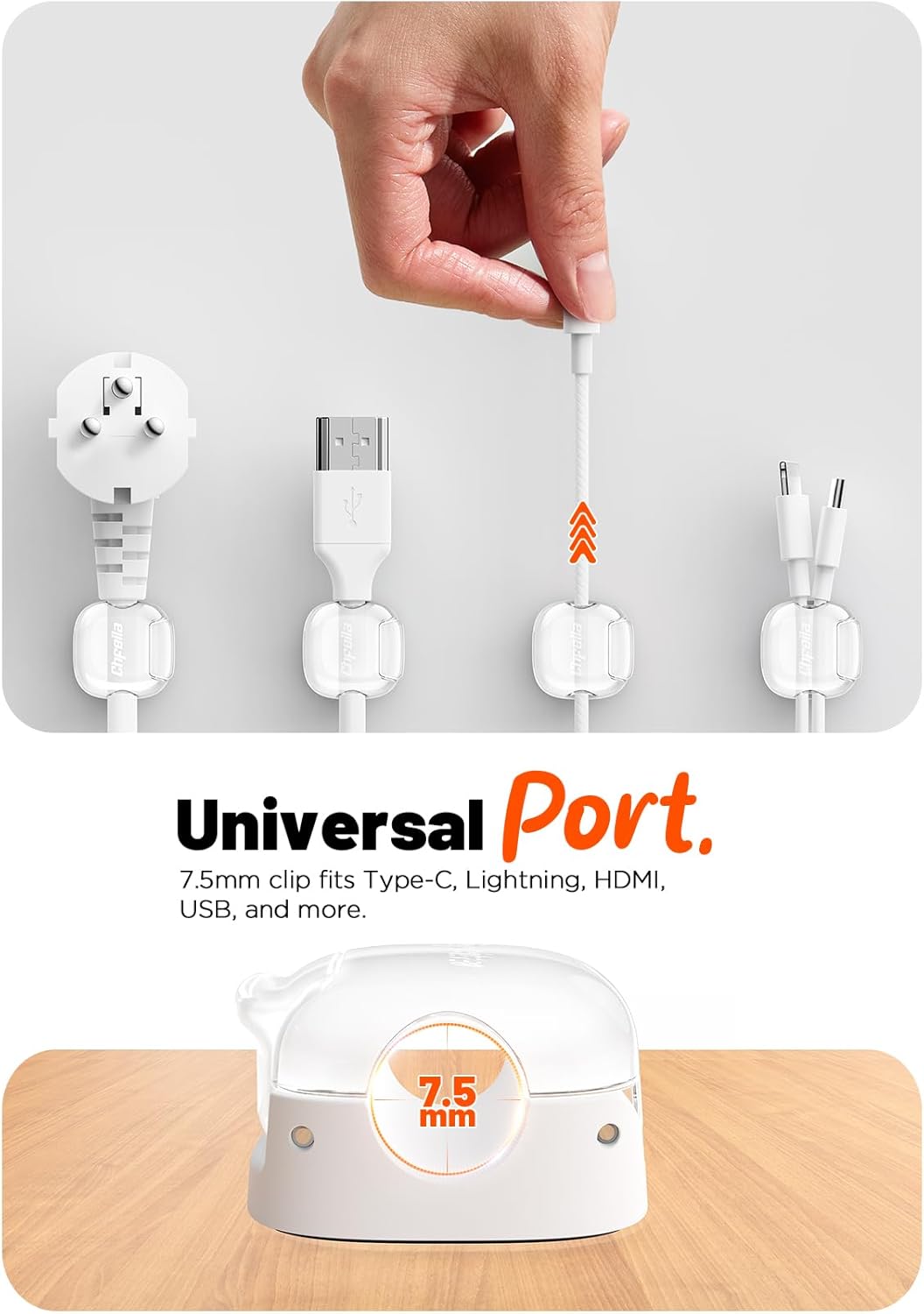 Cable Clips,8 Pack Cord Holder Cord Organizer [1s Lock & Strongest Adhesive] Spring Cord Clips Phone Charger Wire Desk Cable Management Nightstand Home Office School Decor Women Cute Desk Accessories