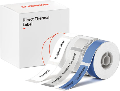 NIIMBOT White Cable Label Maker Tape for D11/D110/D101 Label Maker, 12.5 x 109 mm (0.49'' x 4.29''), 3 Rolls, Thermal Label for Home Office Labeling Tape Replacement