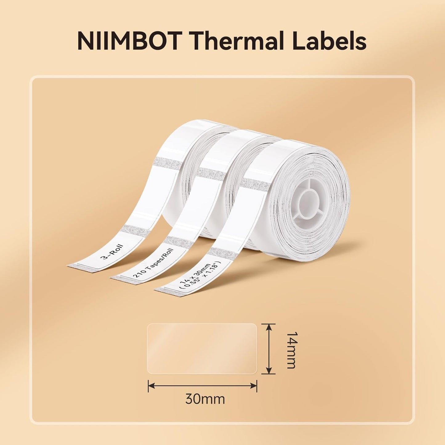 NIIMBOT White Cable Label Maker Tape for D11/D110/D101 Label Maker, 12.5 x 109 mm (0.49'' x 4.29''), 3 Rolls, Thermal Label for Home Office Labeling Tape Replacement