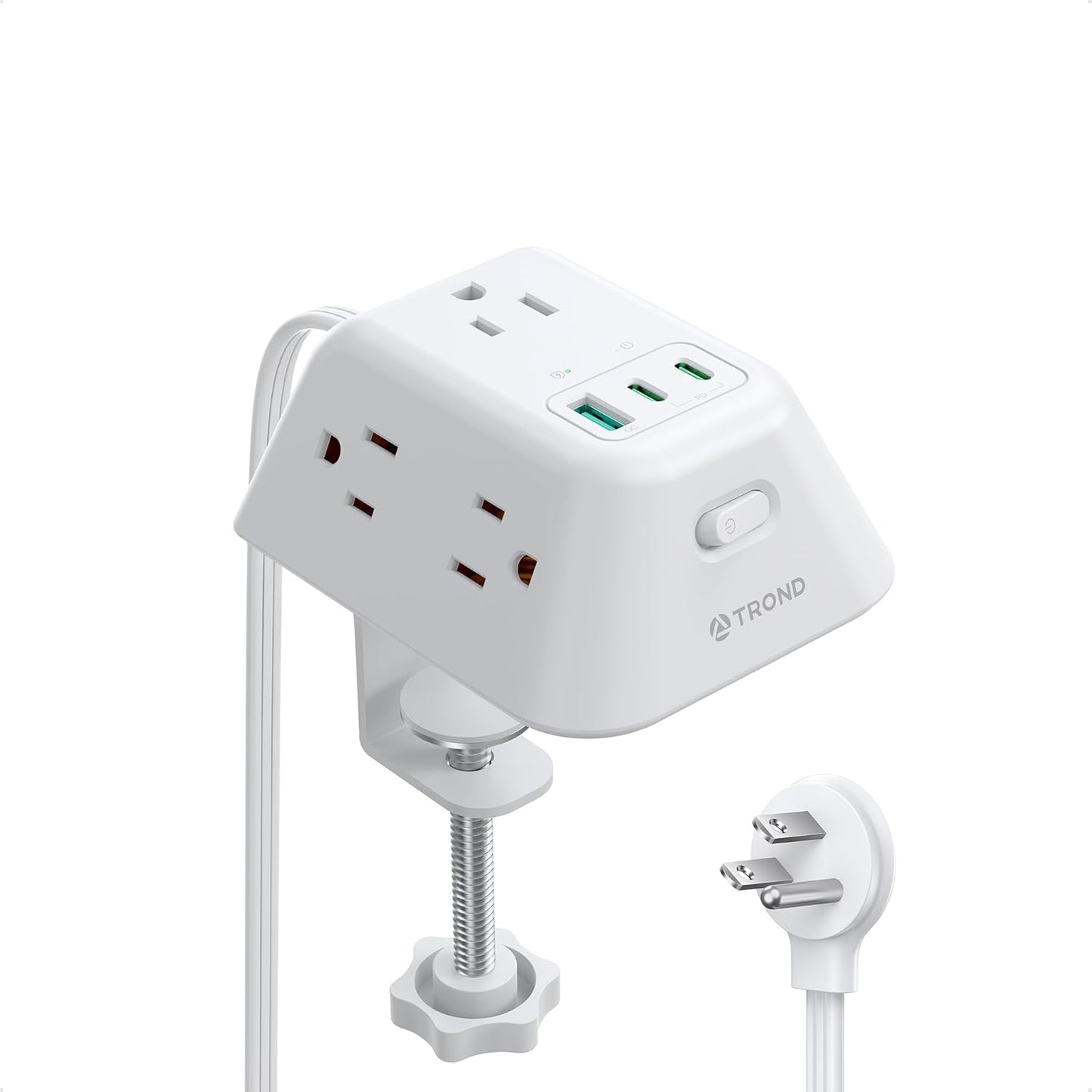 Desk Clamp Power Strip, Surge Protector with 5 AC Outlets and 3 USB Ports, Desk Mount Charging Station, Fit 1.97in Tabletop Edge Thick, 6FT Extension Cord, for Home Office Gaming Accessories, Black