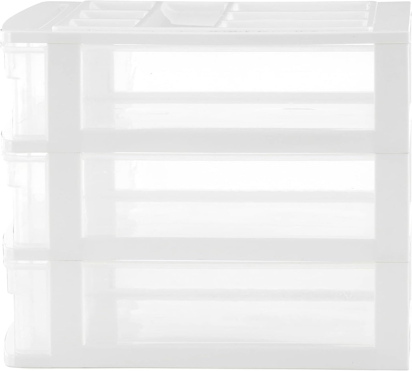 Gracious Living 3-Drawer Desktop and Countertop Organizer Drawer Set, White/Clear