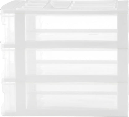 Gracious Living 3-Drawer Desktop and Countertop Organizer Drawer Set, White/Clear