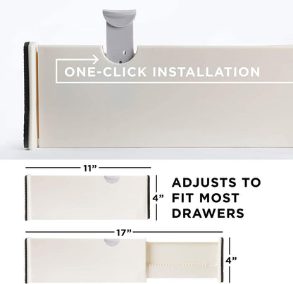 4 Adjustable Drawer Dividers, Organize Silverware and Utensils in Home Kitchen, Divider for Clothes in Bedroom Dresser, Designed to Not Snag Underwear and Bra Fabrics, Bathroom Storage Organizers