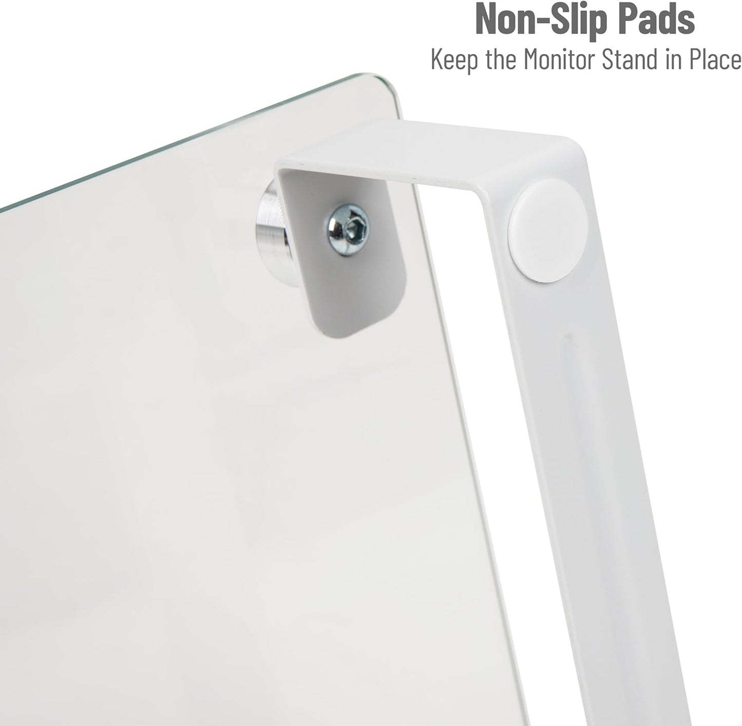 Mind Reader Monitor Stand, Contemporary, Desktop Organizer, Laptop Riser, Office, Glass, Clear