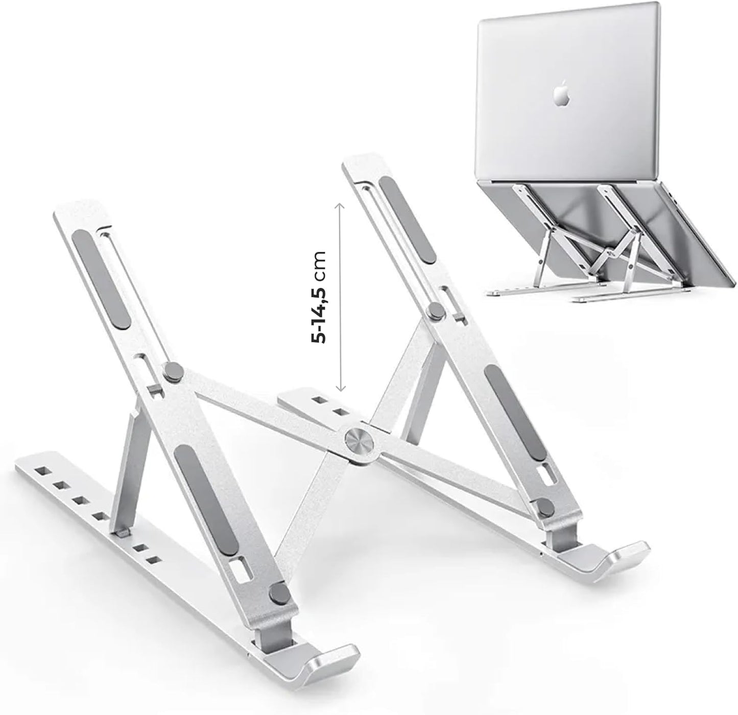 6-Level Adjustable Laptop Stand, Aluminum Desk Riser – Compatible with 9" to 15.6" Laptops, Ergonomic and Space-Saving Design