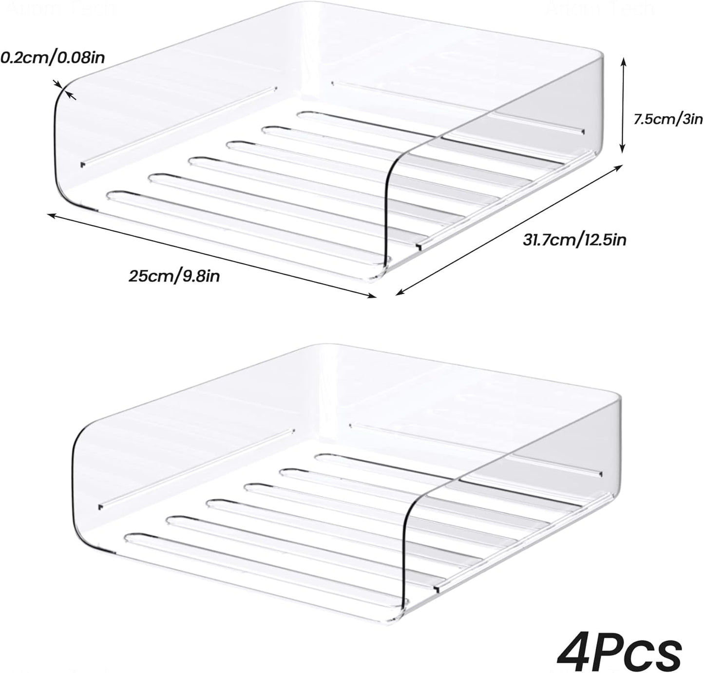 Tomorotec Desk Letter Tray Set, A4 Size Clear PET Stackable Document Organizer Office Desktop File Paper Holder Book Storage Rack Side Load Anti-Skid Stacking Support Convex Bottom (2X Landscape)