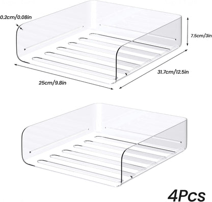 Tomorotec Desk Letter Tray Set, A4 Size Clear PET Stackable Document Organizer Office Desktop File Paper Holder Book Storage Rack Side Load Anti-Skid Stacking Support Convex Bottom (2X Landscape)